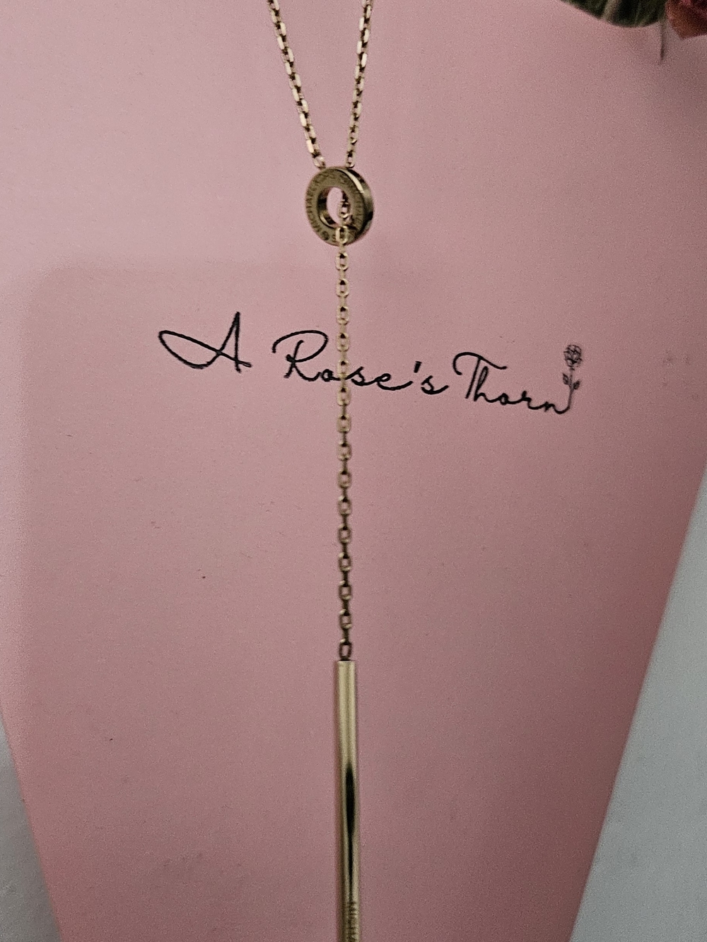 Michael Kors Gold Lariat Necklace with Ring Slider and Bar Drop - Picture 7 of 8